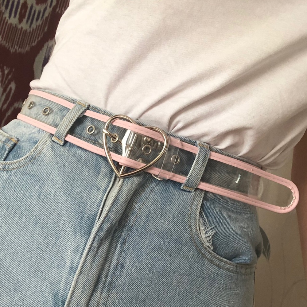 💗 pink clear heart buckle y2k belt 💗